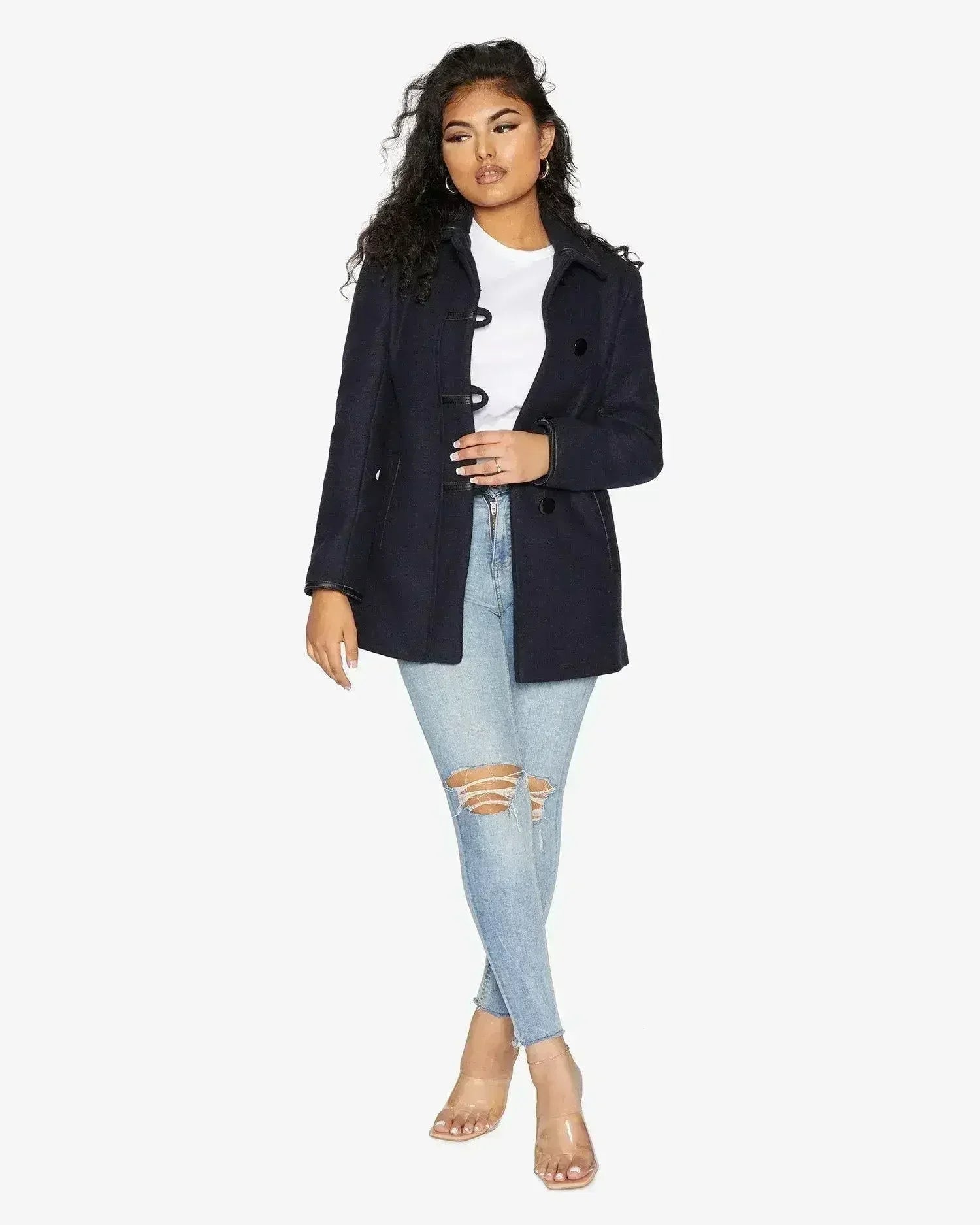 Wool Blend Contrast Trim Coat (1920)