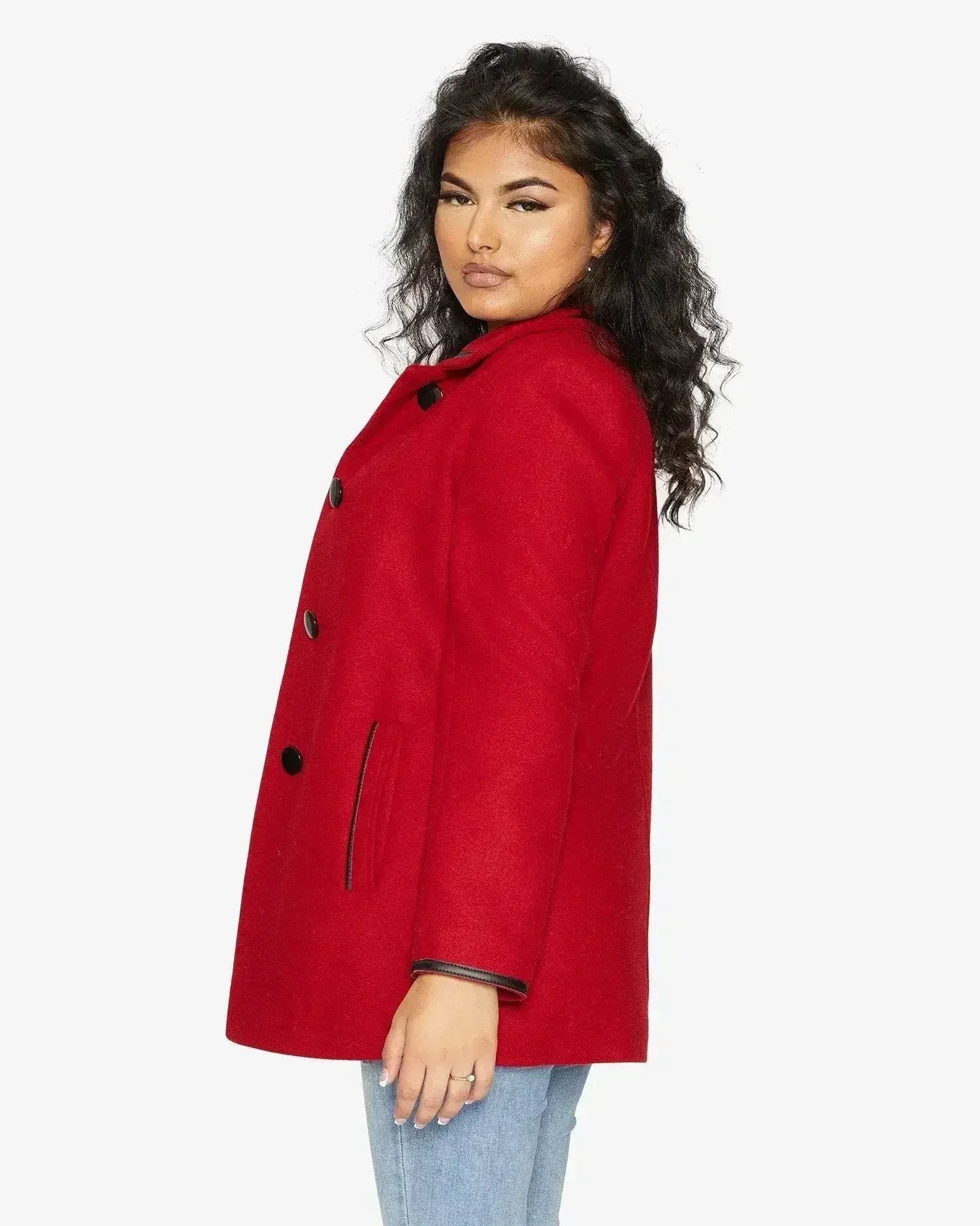 Wool Blend Contrast Trim Coat (1920)