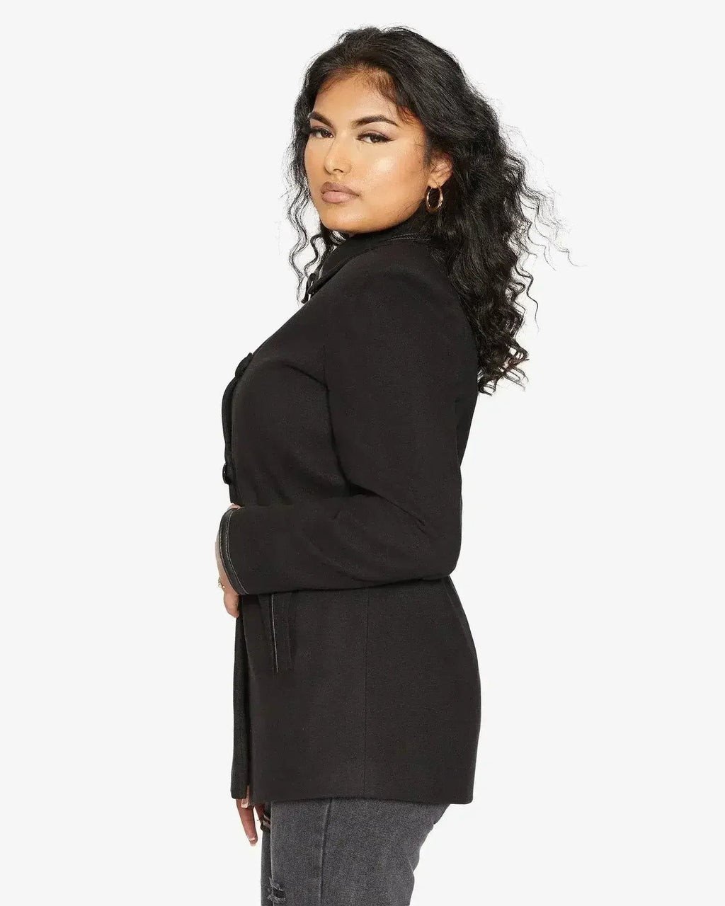 Wool Blend Contrast Trim Coat (1920)