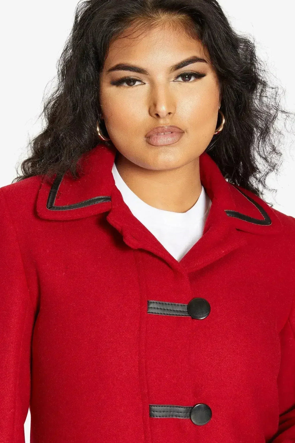 Wool Blend Contrast Trim Coat (1920)