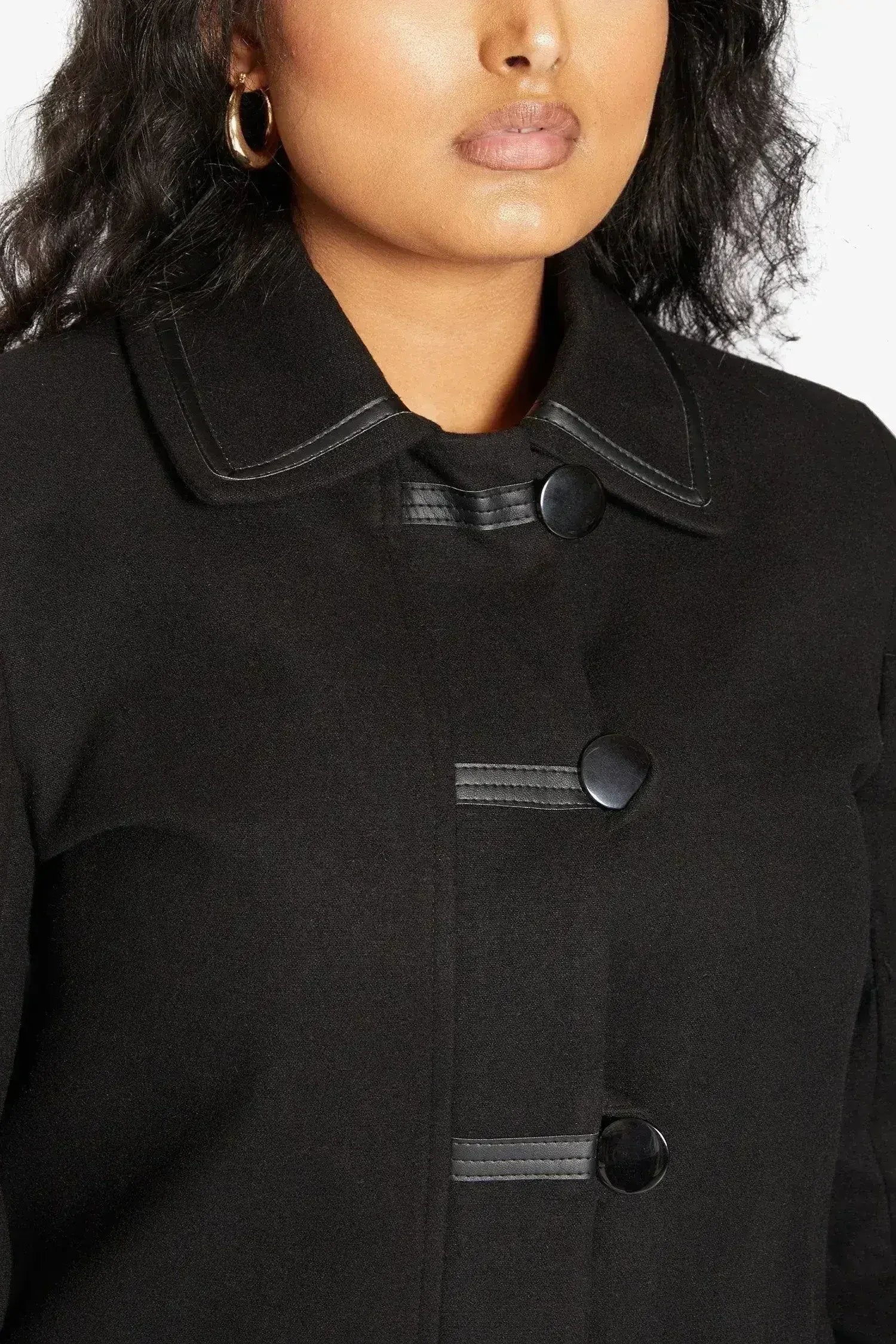 Wool Blend Contrast Trim Coat (1920)