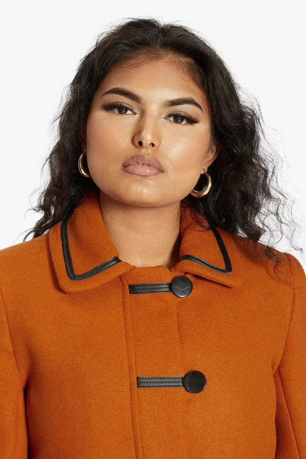 Wool Blend Contrast Trim Coat (1920)