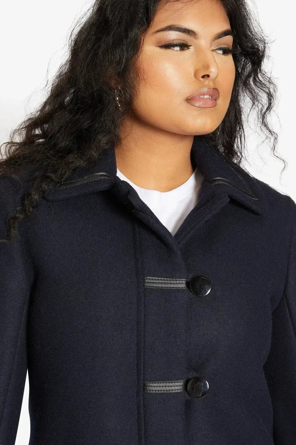 Wool Blend Contrast Trim Coat (1920)