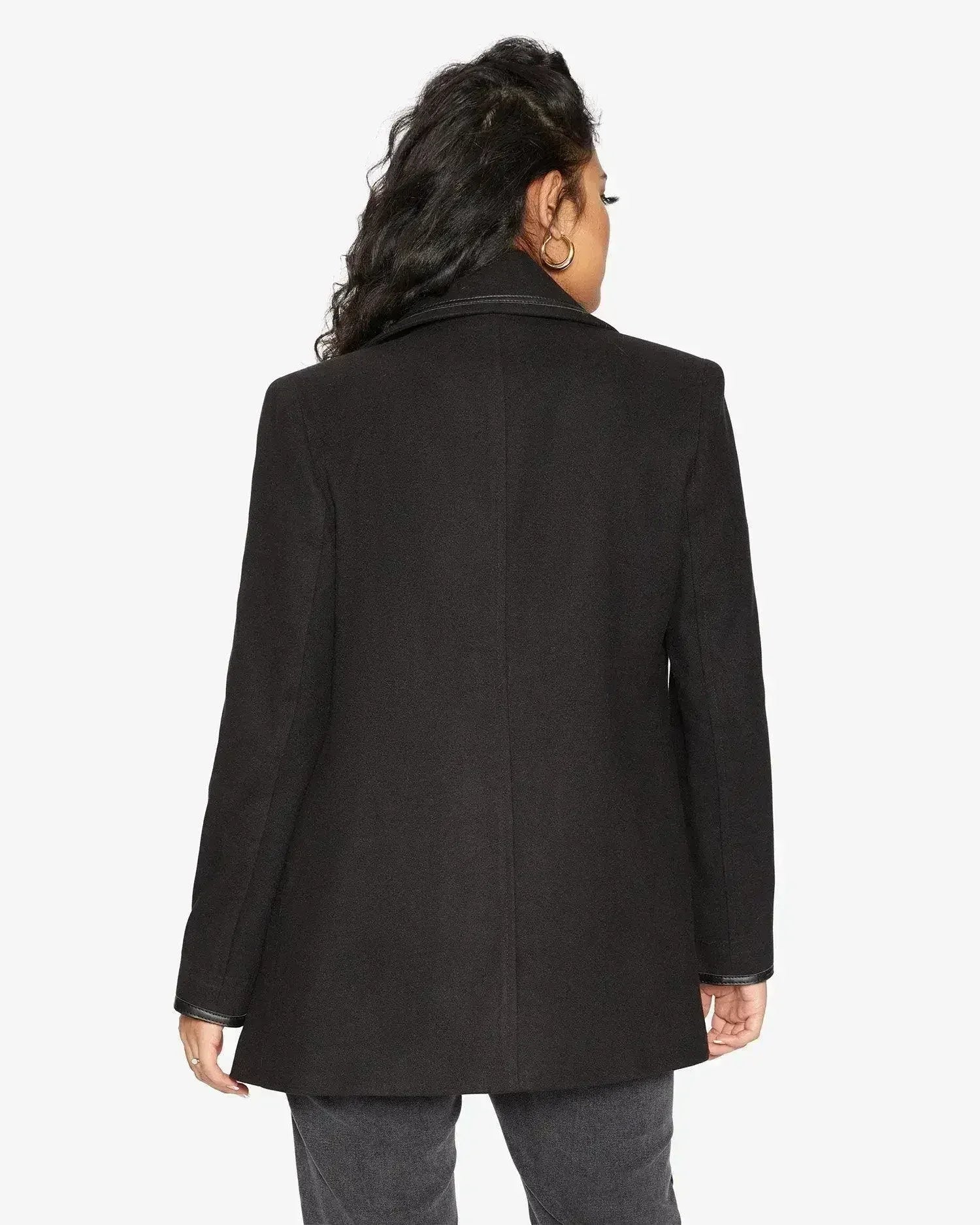 Wool Blend Contrast Trim Coat (1920)