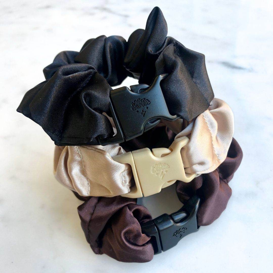 Neutrals Starter Pack - 3-Pack Buckle Scrunchies Bundle - No Snagging, No Tangles