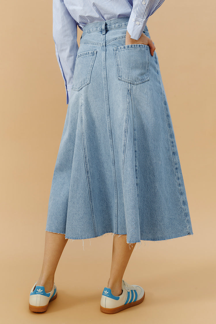 Monica Swing Denim Midi Skirt HJ806