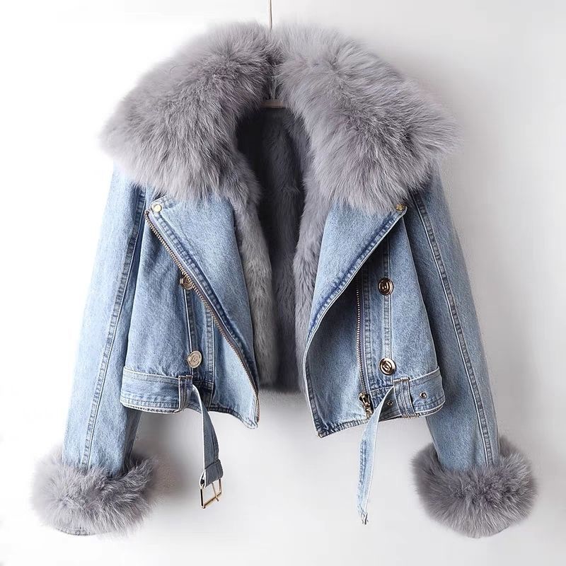 Denim Jacket w Detachable Faux Fur Liner