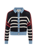 Striped Knit Denim Combo Cardigan
