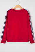Seramya Striped Detail Varsity Sweatshirt