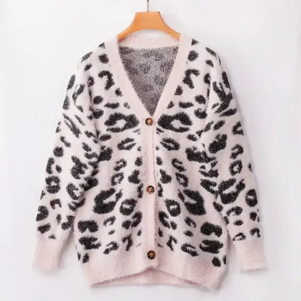 Long sleeve small cardigan leopard sweater