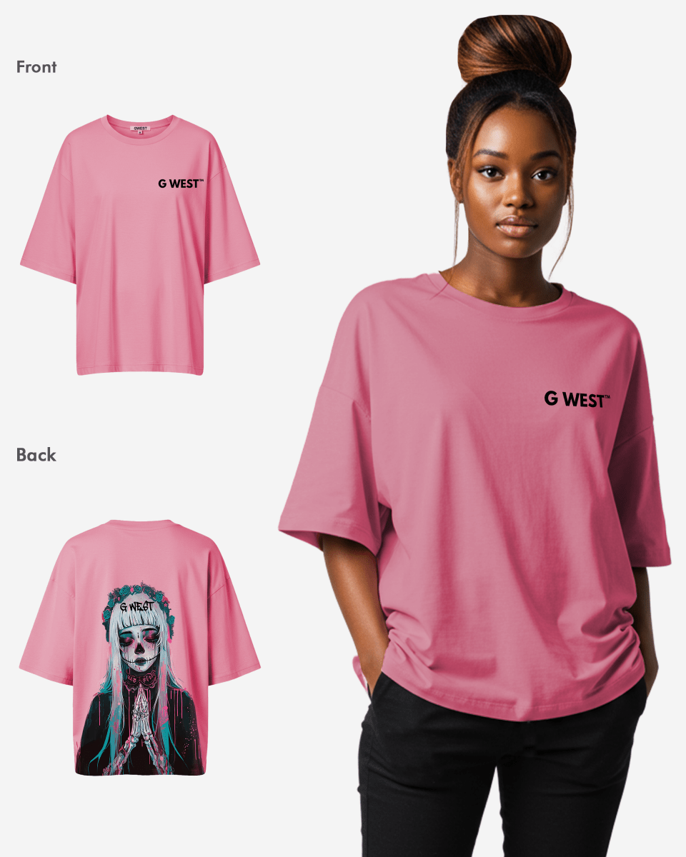 G West Womens Oversized Praying Girl T Shirt