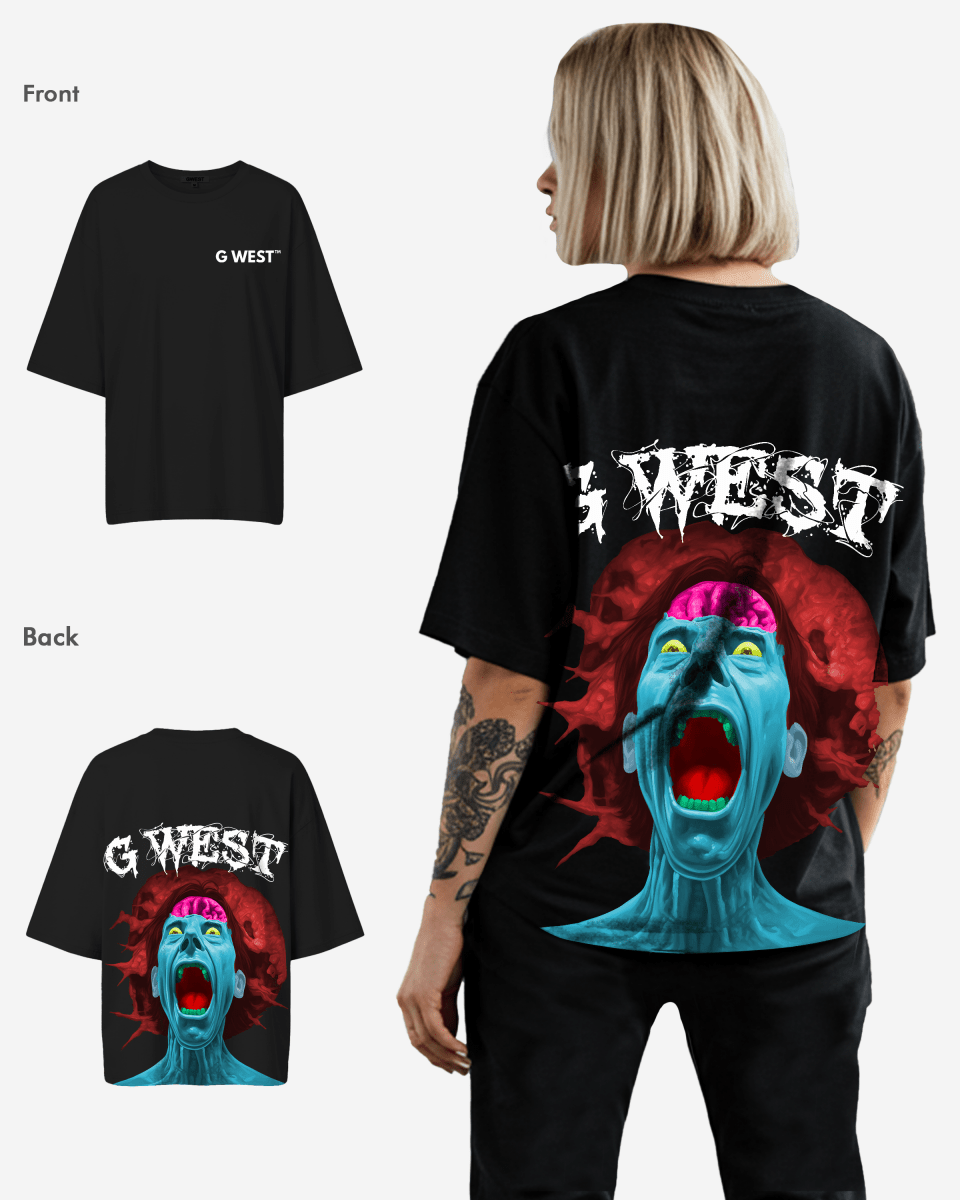 G West Womens Oversized Premium Erupt Brain T-Shirt