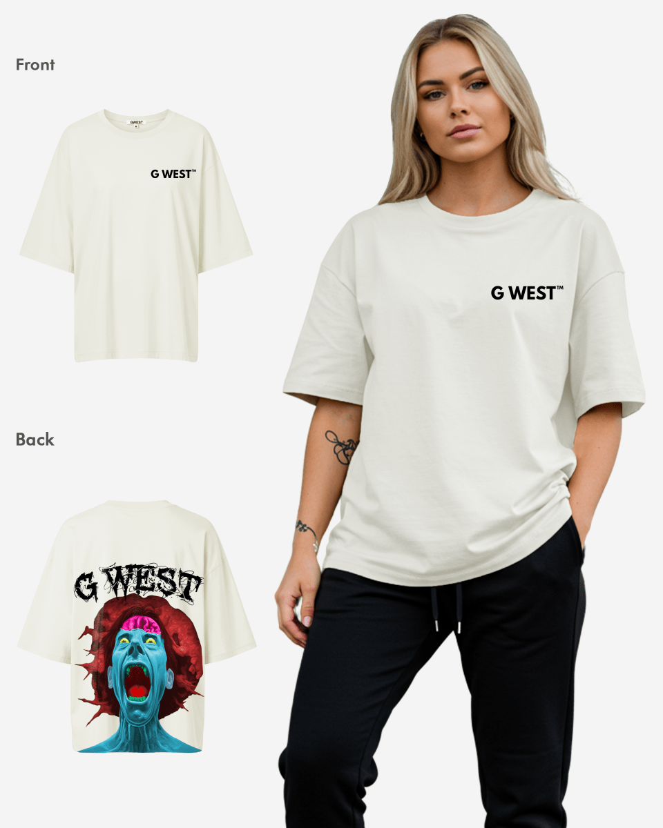 G West Womens Oversized Premium Erupt Brain T-Shirt