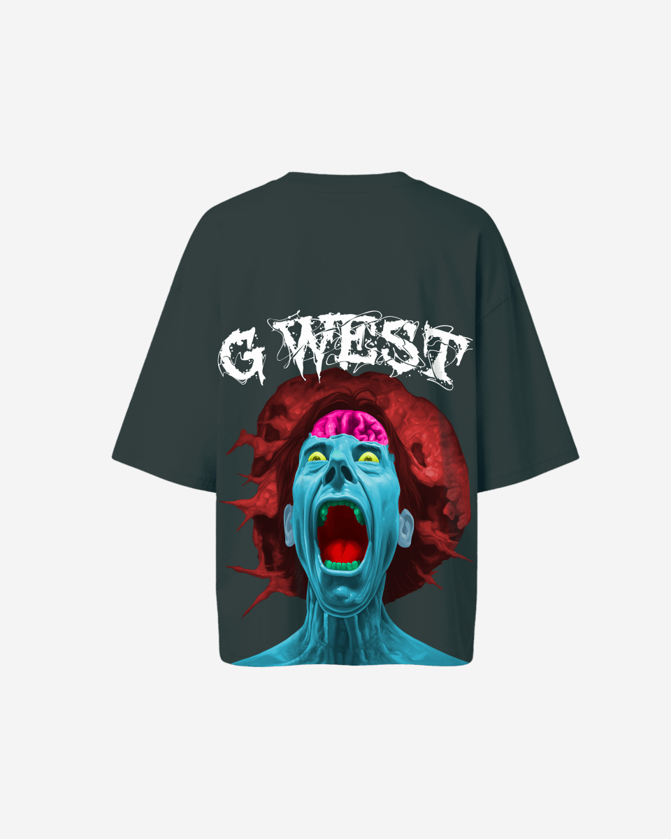 G West Womens Oversized Premium Erupt Brain T-Shirt