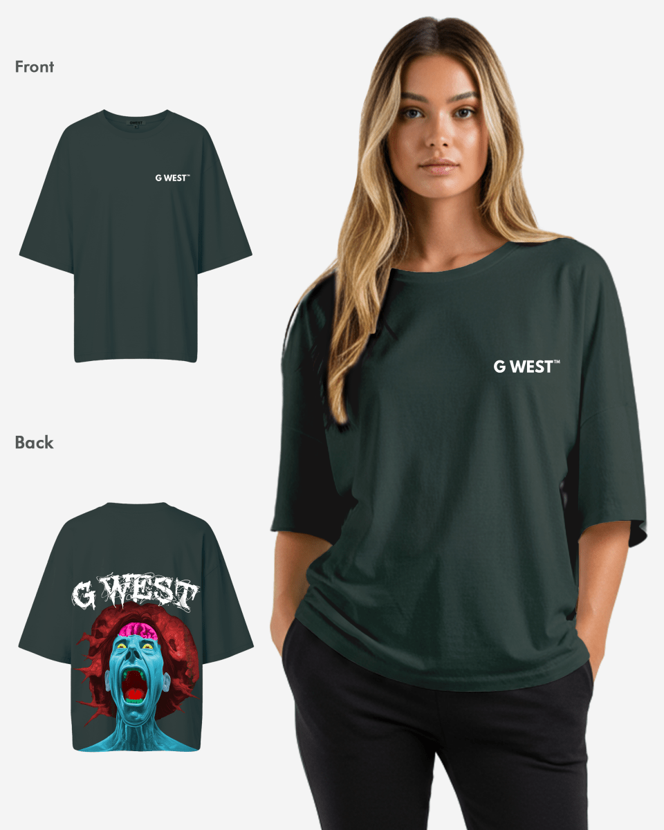 G West Womens Oversized Premium Erupt Brain T-Shirt