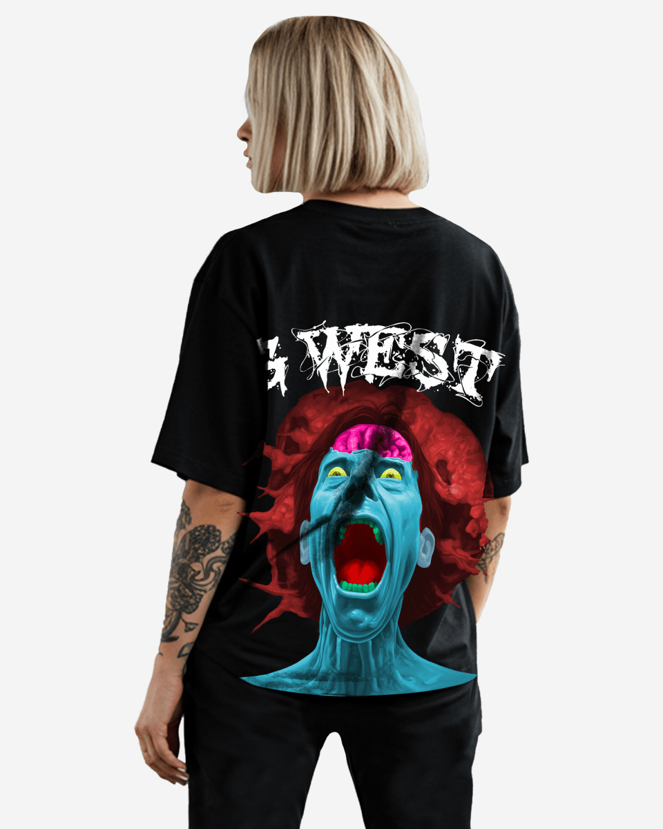 G West Womens Oversized Premium Erupt Brain T-Shirt