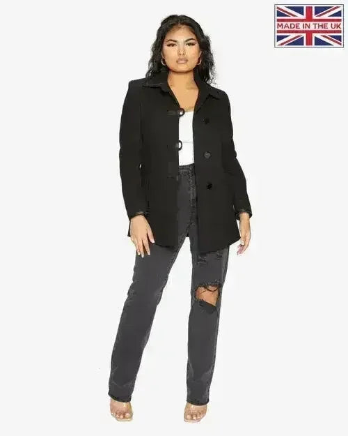 Wool Blend Contrast Trim Coat (1920)